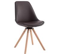 Chaise Scandinave Calais Similicuir Pieds Bois De Hêtre Ronds I Chaise Pivotante avec Dossier I Chaise Design Retro, Couleur:Marron, Couleur du Cadre:Natura
