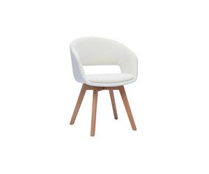Chaise scandinave en tissu effet laine bou blanc et bois clair massif PRISMA