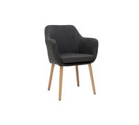 Chaise scandinave en tissu gris anthracite et bois clair ALEYNA