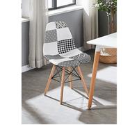 Chaise Scandinave - LIFE INTERIORS - Patchwork Noir & Blanc - Pieds Métal