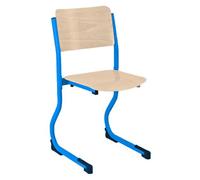 Chaise scolaire appui sur table piètement réglable en hauteur T4 à T6 - bleue