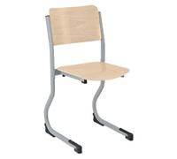 Chaise scolaire appui sur table piètement réglable en hauteur T4 à T6 - grise