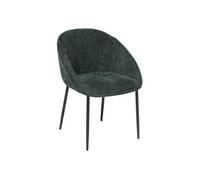 Chaise Seliso tissu chenille vert cèdre pieds métal