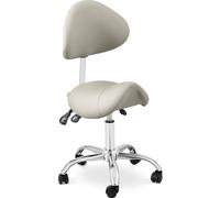 Physa Siège Selle De Cheval Gris, Argenté Dossier Et Siège Réglables en Hauteur Chaise à roulettes pour Salon, Spa, Massage Tabouret de Travail