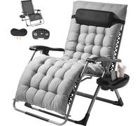 Chaise SKYSHALO défiant la gravité, chaise longue d'intérieur et d'extérieur de 33 pouces, fauteuil de détente réglable avec coussin, repose-pieds et porte-boisson, supporte jusqu'à 500 lbs,