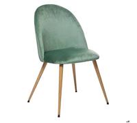 Chaise ""Slano"" pieds imitation hêtre velours vert céladon - Atmosphera createur d'interieur