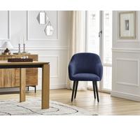 Chaise SOPHIE tissu texturé et pieds scandinaves noirs bleu foncé BOBOCHIC Bleu foncé