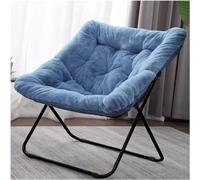 Chaise soucoupe confortable pliante en fausse fourrure pour salon, chaise d'appoint pliante surdimensionnée en fourrure douce, cadre en métal, chaise lune pour chambre (couleur : bleu)