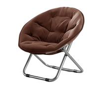 Chaise soucoupe lune pliante légère capacité de 125 kg, chaise d'appoint portable pour chambre à coucher et salon, chaise de salon confortable pour la lecture, couleur marron
