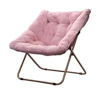 Chaise soucoupe pliable confortable en fausse fourrure pour salon, chaise d'appoint pliante surdimensionnée en fourrure douce pour chambre à coucher, cadre en métal, chaise lune
