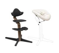 Chaise Stokke Nomi (Walnut Black) + Newborn Set (Black Grey Sand) - Comprend un Harnais de Sécurité à 5 Points et une Housse Textile Réversible Lavable - Supporte jusqu’à 150 kg