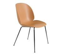 GUBI Chaise Beetle amber brown. structure en acier chromé noir