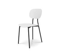 Chaise style contemporain blanche et pieds en métal noir - modèle LEA