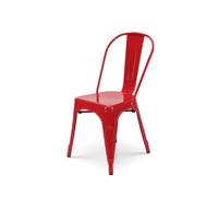 Chaise style industriel en métal rouge - Finition brillant