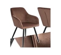 Chaise style scandinave rembourrée aspect velours brun-noir