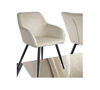 Chaise style scandinave rembourrée aspect velours crème/noir