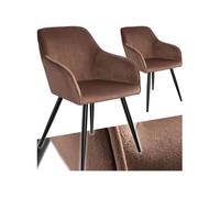Chaise style scandinave rembourrée aspect velours Lot de 2 brun-noir