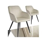 Chaise style scandinave rembourrée aspect velours Lot de 2 crème/noir