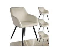 Chaise style scandinave rembourrée aspect velours Lot de 4 crème/noir