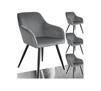 Chaise style scandinave rembourrée aspect velours Lot de 4 gris/noir