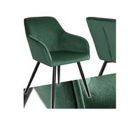 Chaise style scandinave rembourrée aspect velours vert foncé/noir