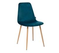 Chaise style Vintage ""Marylin"" Velours & pieds métal imitation hêtre Atmosphera - Bleu canard