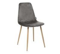 Chaise style Vintage ""Marylin"" Velours & pieds métal imitation hêtre Atmosphera - Gris foncé