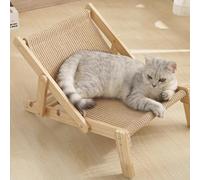Chaise Surélevée pour Chat, Chaise en Sisal Réglable, Mini-chaises Longues en Bois Massif Naturel, Coussin Amovible en Sisal, Hamac pour Chat, Lit pour Animal De Compagnie