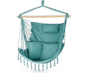 Chaise Suspendue avec 2 Coussins, Balançoire Hamac - 100x130x75cm - BIS 150 kg - pour Intérieur et Extérieur - Style Bohème Adapté à Tout Décor - Idéal Our Balcon ou Jardin (Vert)