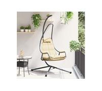 vidaXL Chaise suspendue avec support et coussin beige acier