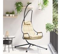 vidaXL Chaise suspendue avec support et coussin beige acier