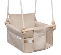 Chaise suspendue bébé mamoi en bois - montessori 3-en-1 avec harnais - bleu
