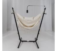 Chaise suspendue COSTWAY avec support, siège suspendu réglable en hauteur avec support pour téléphone portable, coussin & poche latérale, chaise suspendue Balançoire suspendue jusqu'à 250kg, Beige