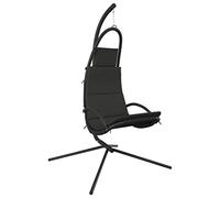 Chaise suspendue de jardin avec coussin, tissu Oxford gris foncé et cadre en acier robuste, résistant aux intempéries, pour terrasse, véranda, balcon et détente en plein air