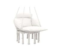 Outsunny Chaise Suspendue avec Grand Coussin rembourré, Fauteuil Suspendu à Franges, kit de Suspension Inclus, hamac Cadre en Acier, Tissage serré, crème