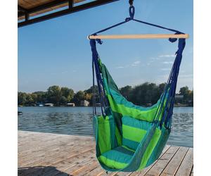 Chaise suspendue d'extérieur sans cadre, balançoire suspendue en coton et bois dur