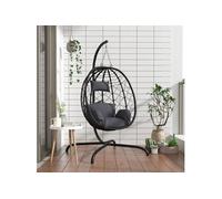 Chaise suspendue en forme d ouf avec coussin Anthracite