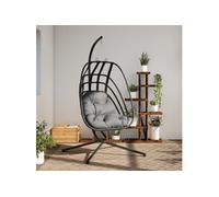 Chaise suspendue en forme d ouf avec support anthracite acier