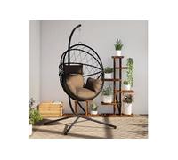 Vidaxl Chaise Suspendue En Forme D'oeuf Et Support Taupe Rotin Et Acier