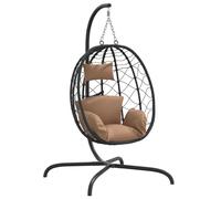 Chaise suspendue en forme d'œuf - VIDAXL - Jardin - Résine tressée - Acier revêtu de poudre - Coussin taupe