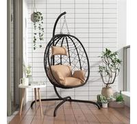 Chaise suspendue en forme d œuf avec coussin taupe Beige G