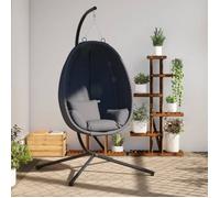 vidaXL Chaise suspendue en forme d'œuf avec support – tissu et acier – Anthracite