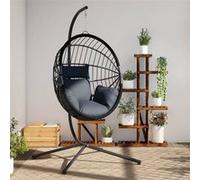 vidaXL Fauteuil suspendu design oeuf avec support Anthracite Rotin et acier
