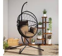 vidaXL Chaise suspendue en forme d'œuf avec support – taupe rotin et acier