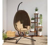 vidaXL Chaise Suspendue en Forme d'œuf et Support Taupe Tissu et Acier