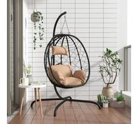 Chaise Suspendue en Forme d'œuf avec Coussin Taupe, Maison & Jardin, Pelouses & Jardins, Vie en extérieur, Balancelles de Jardin, Taupe, (Poids 21.35KG)