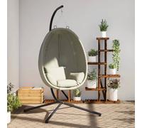 Chaise Suspendue en Forme d'Œuf et Support Cadre de Siège Tissu et Acier vidaXL