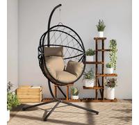 Vidaxl Chaise Suspendue En Forme D'oeuf Et Support Taupe Rotin Et Acier