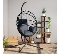 vidaXL Chaise suspendue en forme d'œuf avec support Anthracite