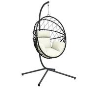 Chaise suspendue en forme d'œuf - vidaxl - 104x100x197 cm - Anthracite - Acier - Résine tressée - Capacité 150 kg